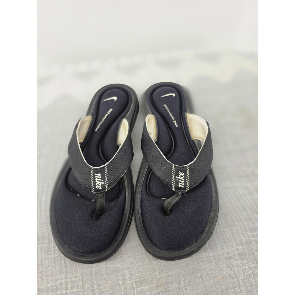 Nike Comfort Footbed Thong Sandals Womens 9 Black White Flip Flops 354925-011